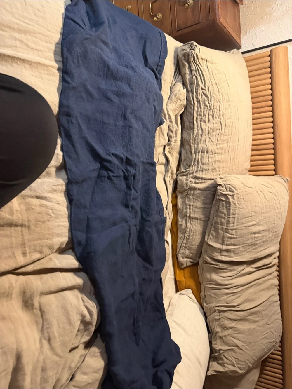 West elm navy blue linen body pillow cover 20” x 54”